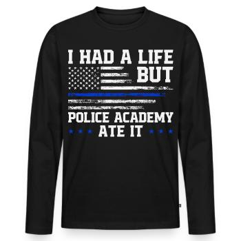  Police School Survivor Graduation Police Academy - Men's Premium Organic Long Sleeve Shirt - black - Front - Nico (187cm)
