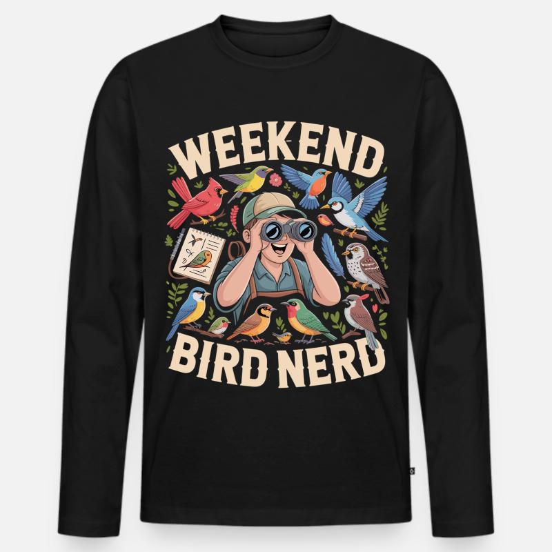 Weekend Bird Nerd Vogelbeobachter - Männer Premium Bio Langarmshirt - Schwarz