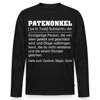 Lustige Patenonkel Definition Geschenkidee - Männer Premium Bio Langarmshirt - Schwarz - Vorne - Nico (187cm)