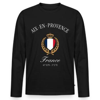 Aix-en-Provence Frankreich Wappen – Reise Souvenir - Männer Premium Bio Langarmshirt - Schwarz - Vorne - Nico (187cm)