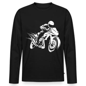 Motorcycle Motorcycle Rider - Men's Premium Organic Long Sleeve Shirt - black - Front - Nico (187cm)