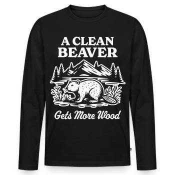 Un castor propre obtient plus de bois - T-shirt manches longues Premium bio Homme - noir - Devant - Nico (187cm)