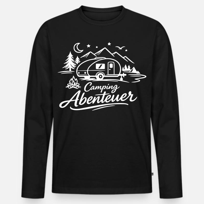 Camping Abenteuer - Männer Premium Bio Langarmshirt - Schwarz