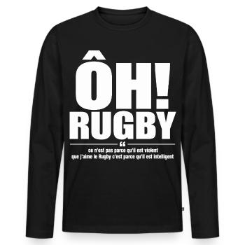 rugby intelligent - T-shirt manches longues Premium bio Homme - noir - Devant - Nico (187cm)