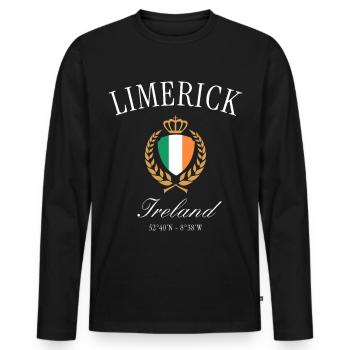 Limerick Irland Wappen Krone – Reise Souvenir - Männer Premium Bio Langarmshirt - Schwarz - Vorne - Nico (187cm)