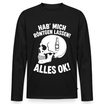 Bier im Kopf Röntgen Humor Shirt - Männer Premium Bio Langarmshirt - Schwarz - Vorne - Nico (187cm)
