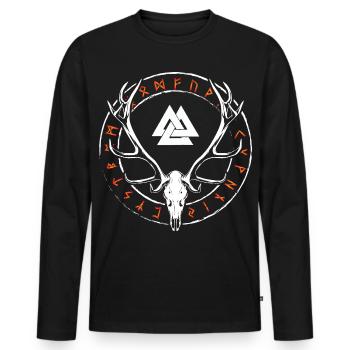 Nœud nordique - bois runiques en cercle runique - T-shirt manches longues Premium bio Homme - noir - Devant - Nico (187cm)