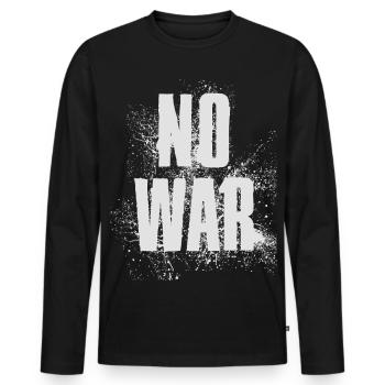 PAS DE GUERRE – Déclaration pour la paix contre la guerre - T-shirt manches longues Premium bio Homme - noir - Devant - Nico (187cm)