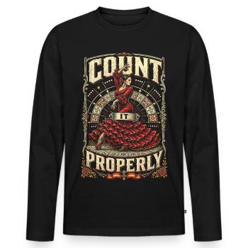 Flamenco Compte-le correctement - T-shirt manches longues Premium bio Homme - noir - Devant - Nico (187cm)