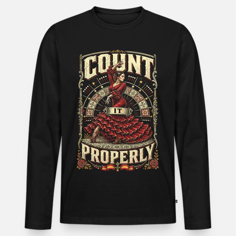 Flamenco Count It Properly - Männer Premium Bio Langarmshirt - Schwarz