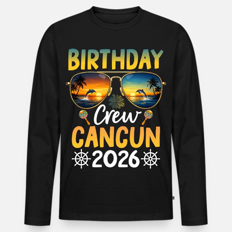 Birthday Crew Cancun 2026 - Männer Premium Bio Langarmshirt - Schwarz