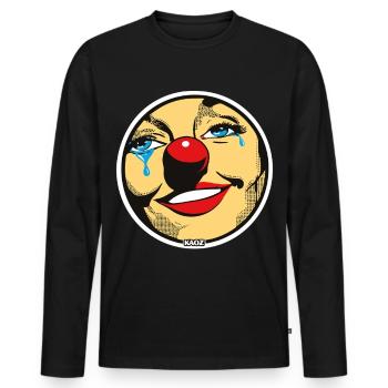 Autocollant Pop Art de Clown Pleureur - T-shirt manches longues Premium bio Homme - noir - Devant - Nico (187cm)