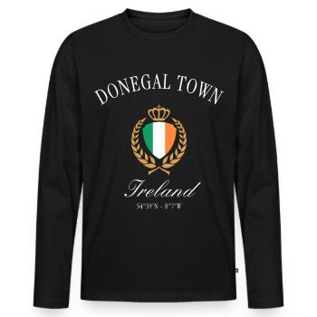 Donegal Town Irland Wappen Krone – Reise Souvenir - Männer Premium Bio Langarmshirt - Schwarz - Vorne - Nico (187cm)