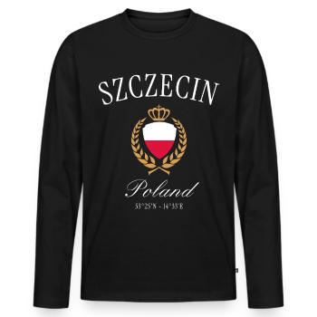 Stettin Polen Wappen Krone – Reise Souvenir - Männer Premium Bio Langarmshirt - Schwarz - Vorne - Nico (187cm)