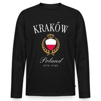Krakau Polen Wappen Krone – Reise Souvenir - Männer Premium Bio Langarmshirt - Schwarz - Vorne - Nico (187cm)