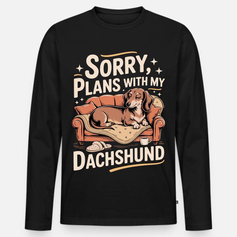 Dackel statt Pläne - Männer Premium Bio Langarmshirt - Schwarz