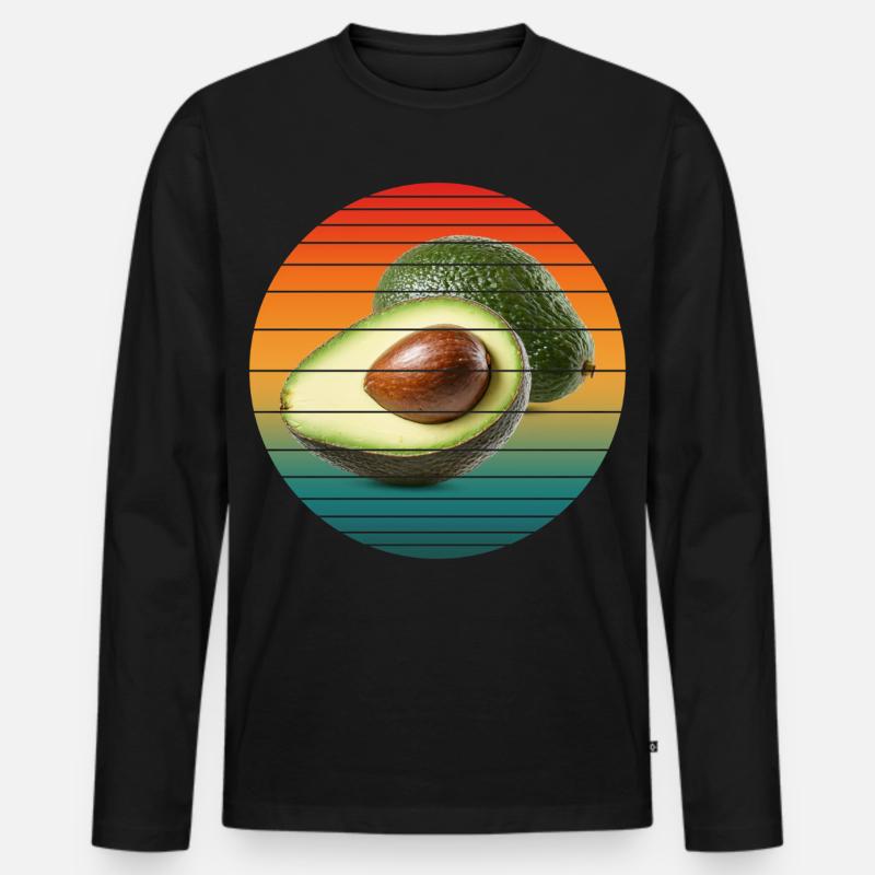 Avocadofrucht - Männer Premium Bio Langarmshirt - Schwarz