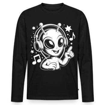 Alien DJ mit Kopfhörern - Geschenk für Sci-Fi Fans - Männer Premium Bio Langarmshirt - Schwarz - Vorne - Nico (187cm)