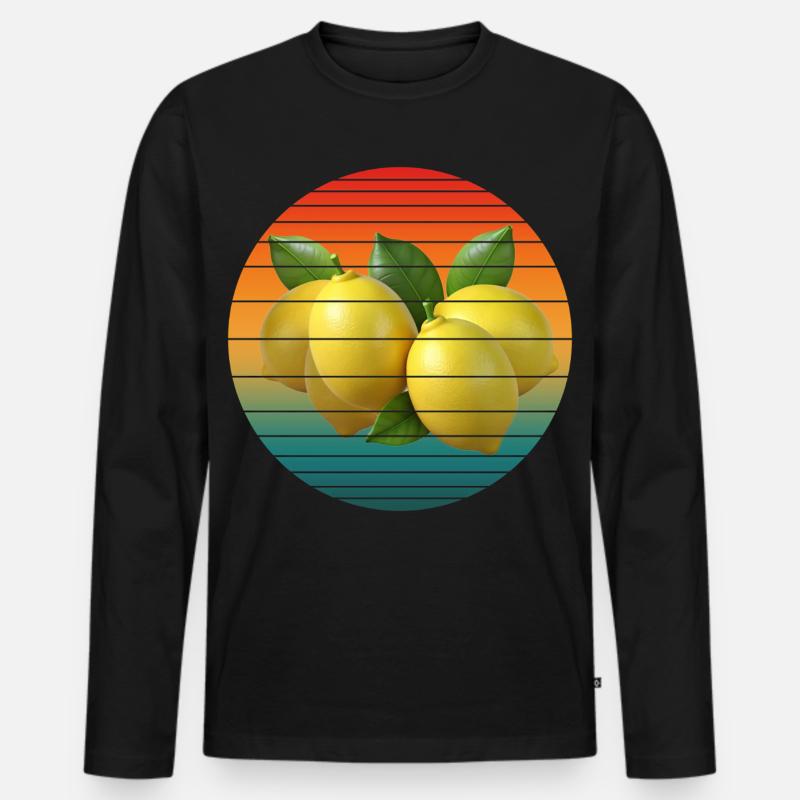 Zitronenfrucht - Männer Premium Bio Langarmshirt - Schwarz