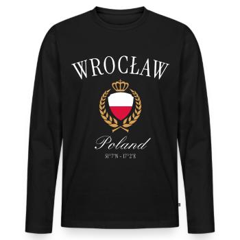Breslau Polen Wappen Krone – Reise Souvenir - Männer Premium Bio Langarmshirt - Schwarz - Vorne - Nico (187cm)