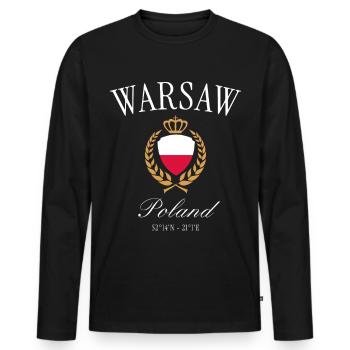 Warschau Polen Wappen Krone – Reise Souvenir - Männer Premium Bio Langarmshirt - Schwarz - Vorne - Nico (187cm)
