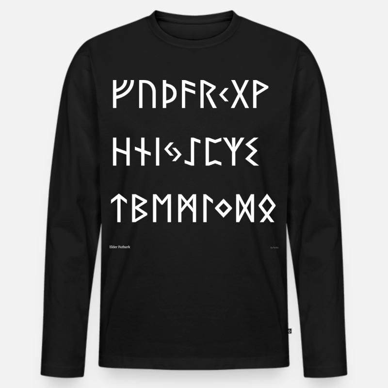 Elder Futhark (weiß) - Männer Premium Bio Langarmshirt - Schwarz