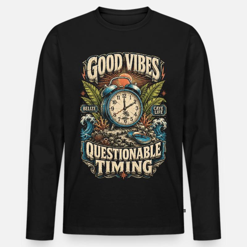 Belize Belizean Root Questionable Timing - Men's Premium Organic Long Sleeve Shirt - black