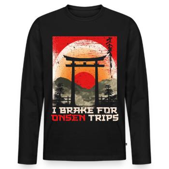 Onsen Thermalbad Bad I Brake For Onsen Trips - Männer Premium Bio Langarmshirt - Schwarz - Vorne - Nico (187cm)