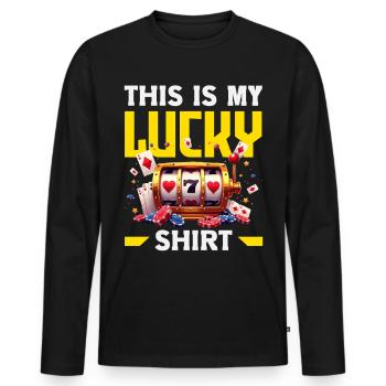 My Lucky Shirt Casino Slot Machine Gambling - Men's Premium Organic Long Sleeve Shirt - black - Front - Nico (187cm)
