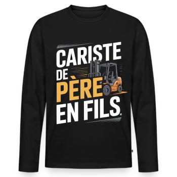 T-Shirt Cariste Père En Fils Original - T-shirt manches longues Premium bio Homme - noir - Devant - Nico (187cm)