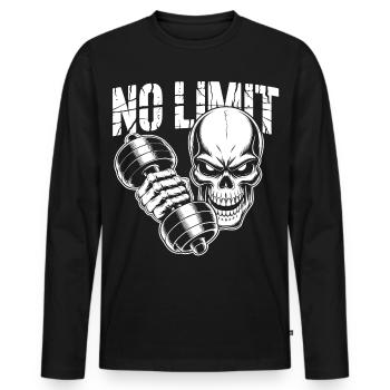 No Limit Gym - T-shirt manches longues Premium bio Homme - noir - Devant - Nico (187cm)
