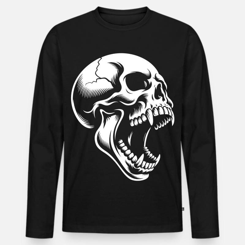 Schreiender Schädel - Männer Premium Bio Langarmshirt - Schwarz