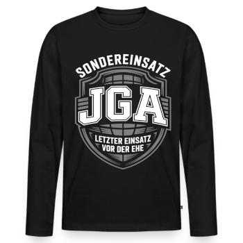 Sondereinsatz JGA Junggesellenabschied - Männer Premium Bio Langarmshirt - Schwarz - Vorne - Nico (187cm)
