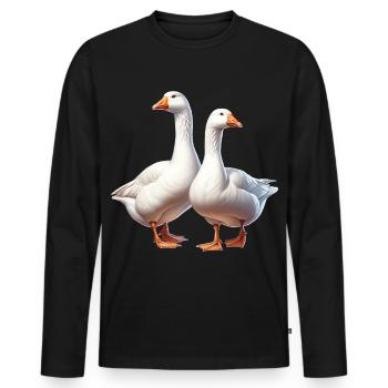 Gans - Männer Premium Bio Langarmshirt - Schwarz - Vorne - Nico (187cm)