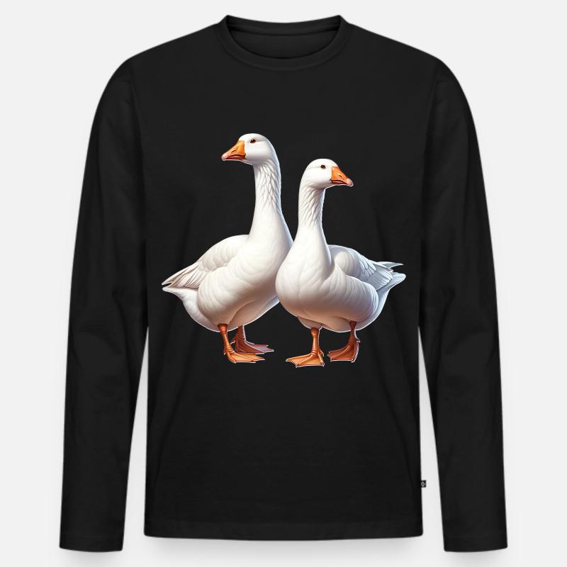 Gans - Männer Premium Bio Langarmshirt - Schwarz