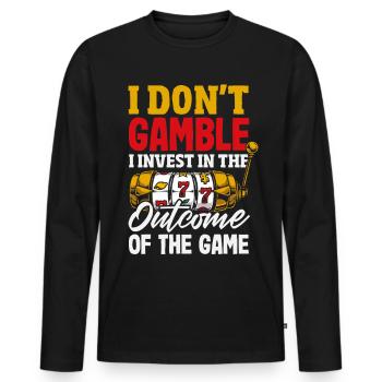 Funny Gambler Gambling Casino Slot Machine - Men's Premium Organic Long Sleeve Shirt - black - Front - Nico (187cm)