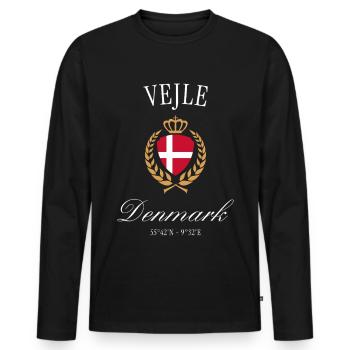 Couronne des armoiries de Vejle Danemark – Souvenir de voyage - T-shirt manches longues Premium bio Homme - noir - Devant - Nico (187cm)