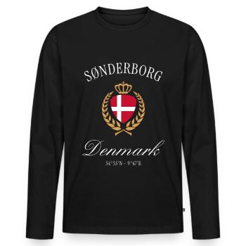 Sonderburg Dänemark Wappen Krone – Reise Souvenir - Männer Premium Bio Langarmshirt - Schwarz - Vorne - Nico (187cm)