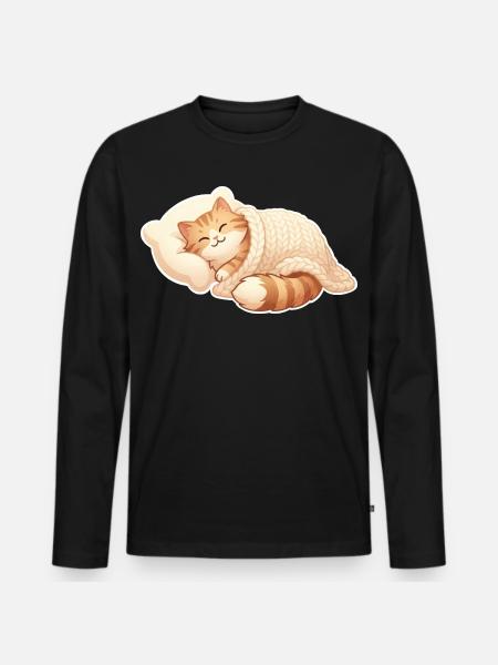 Le chat dort - T-shirt manches longues Premium bio Homme - noir