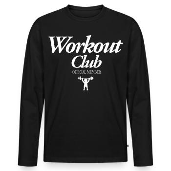 Workout Club - Männer Premium Bio Langarmshirt - Schwarz - Vorne - Nico (187cm)