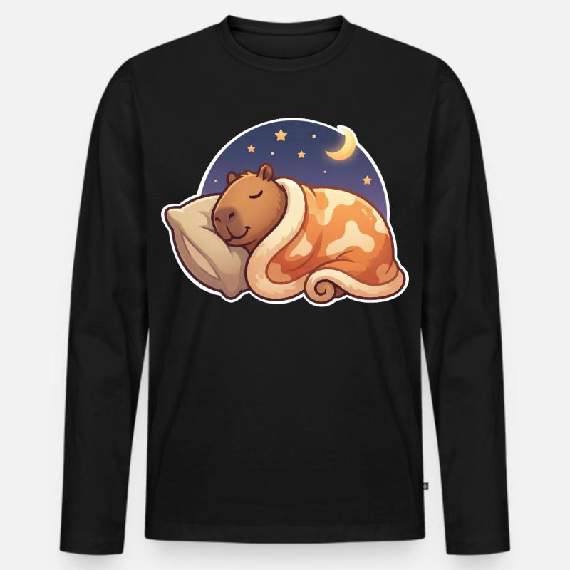 Capybara Schlafen - Männer Premium Bio Langarmshirt - Schwarz