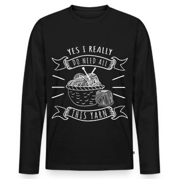 Christmas Yarn Addict – I need the yarn - Men's Premium Organic Long Sleeve Shirt - black - Front - Nico (187cm)
