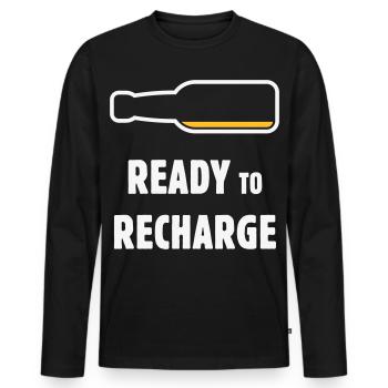 Ready To Recharge (Bier / Bierchen / NEG 2C) - Männer Premium Bio Langarmshirt - Schwarz - Vorne - Nico (187cm)