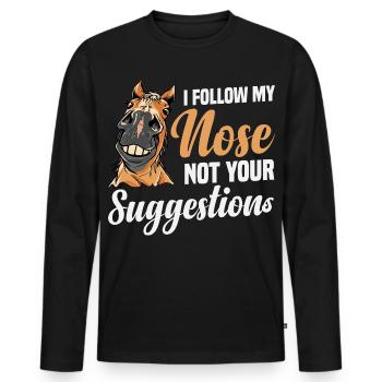  Percheron Outfit I follow my Nose Horse Riding - Männer Premium Bio Langarmshirt - Schwarz - Vorne - Nico (187cm)