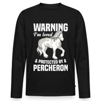 Reiter-geliebter und geschützter Pferdebesitzer Percheron - Männer Premium Bio Langarmshirt - Schwarz - Vorne - Nico (187cm)
