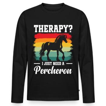  Percheron Outfit for Horse Owner Equestrian - Men's Premium Organic Long Sleeve Shirt - black - Front - Nico (187cm)
