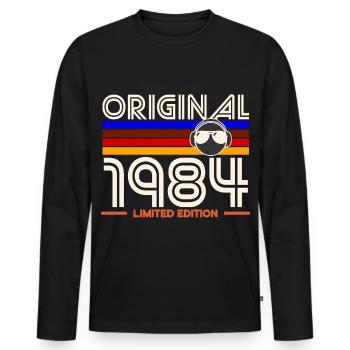 Original 1984 Edition - Men's Premium Organic Long Sleeve Shirt - black - Front - Nico (187cm)