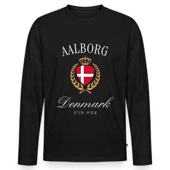 Couronne d’armoiries d’Aalborg Danemark – Souvenir de voyage - T-shirt manches longues Premium bio Homme - noir - Devant - Nico (187cm)