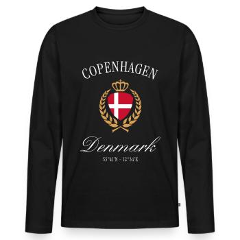 Couronne des armoiries du Danemark de Copenhague – Souvenir de voyage - T-shirt manches longues Premium bio Homme - noir - Devant - Nico (187cm)
