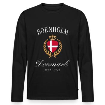 Couronne des armoiries de Bornholm, Danemark – Souvenir de voyage - T-shirt manches longues Premium bio Homme - noir - Devant - Nico (187cm)